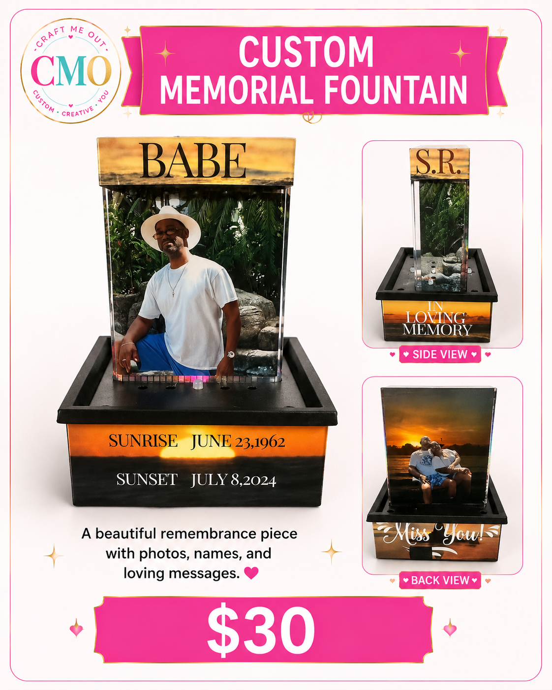 Custom memorial fountain by Craft Me Out